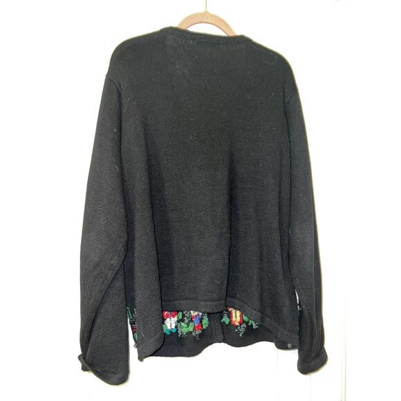 Vintage BP Design Size Large Knit Cardigan Womens Black Drummer Boy Embroidered - Picture 5 of 5